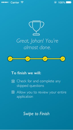 Mobile College Application finish up page